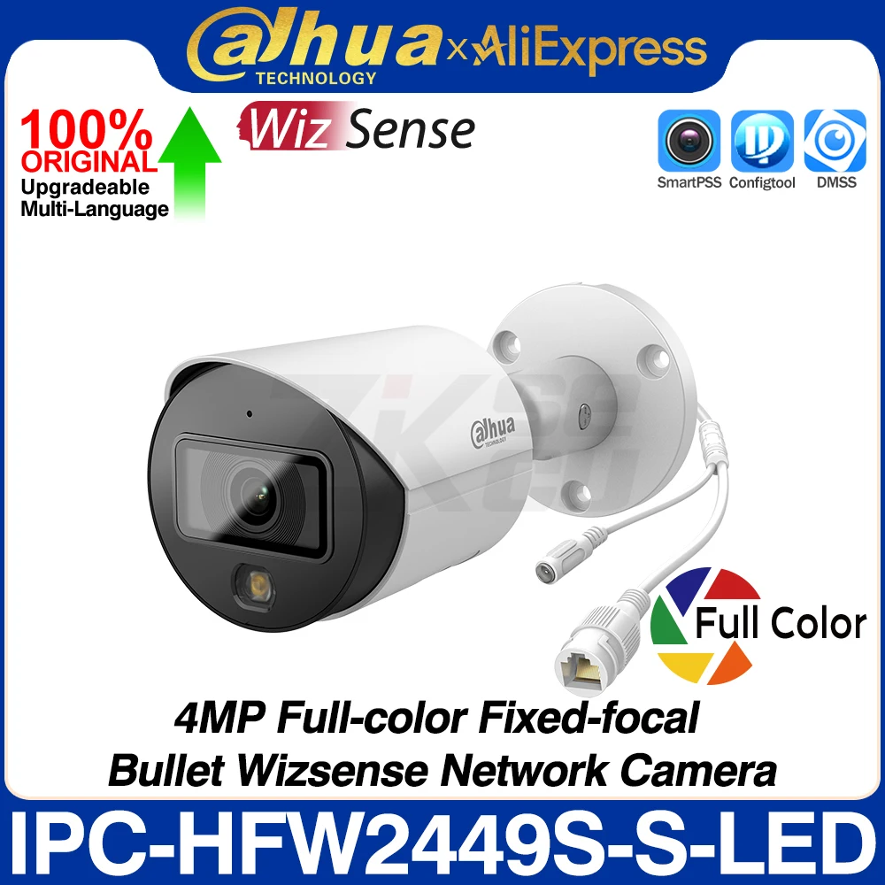 

Dahua Original IPC-HFW2449S-S-LED 4MP Lite Full-Color Bullet Wizsense Network IP Camera SMD Plus Built-in MIC SD Slot POE IP67