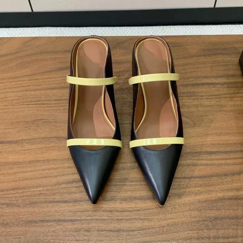 2025 FANGXITING اليدوية سلسلة حبة ماري جينس المفتوحة تو كعب مسطح امرأة النعال شباشب لخارج المنزل الشاطئ الشرائح البغال الوجه يتخبط #2