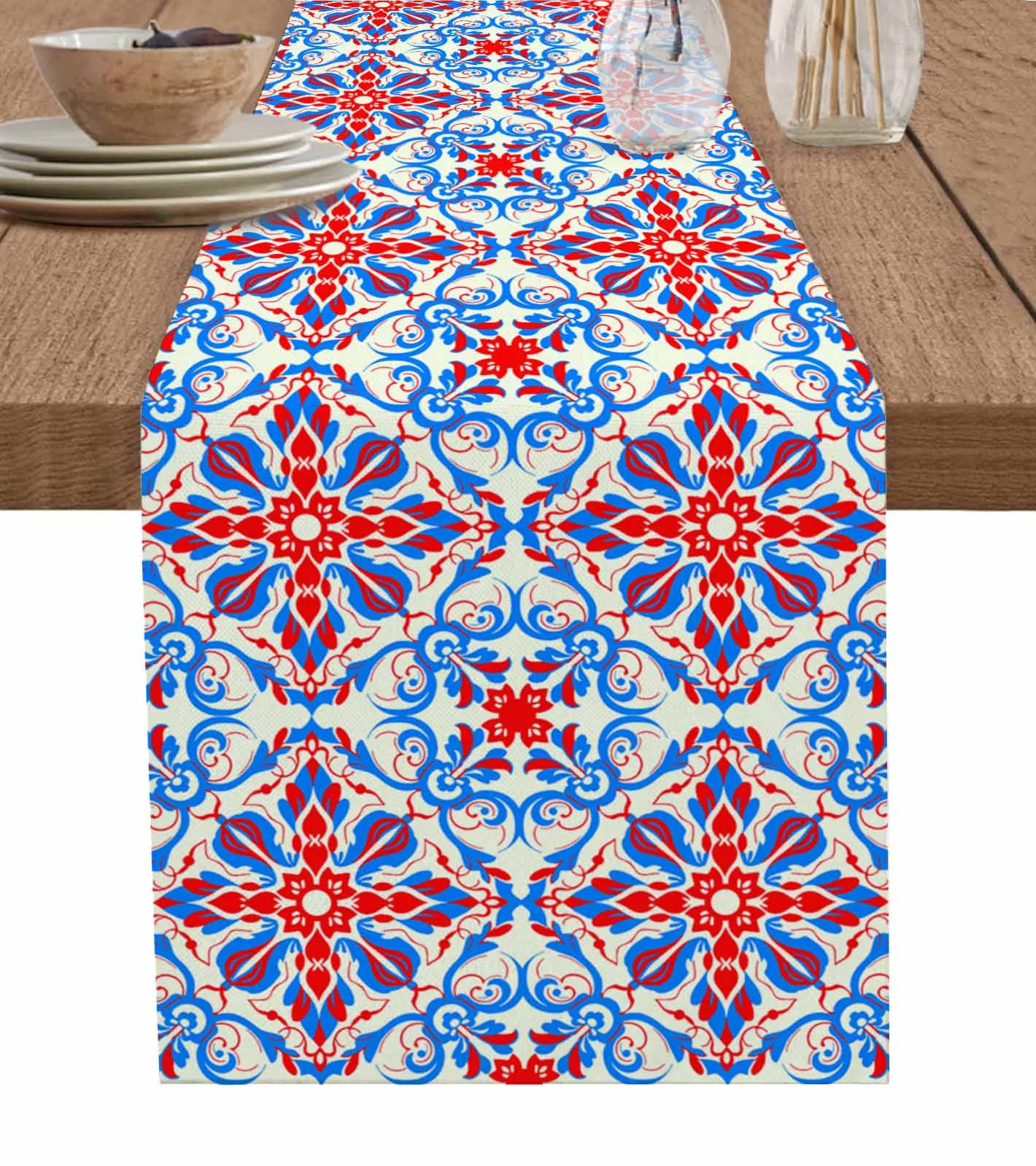 Texture Flower Lines Gradient Bohemian Table Runners Coffee Tablecloth Wedding Decoration Modern Home Party Table Mats