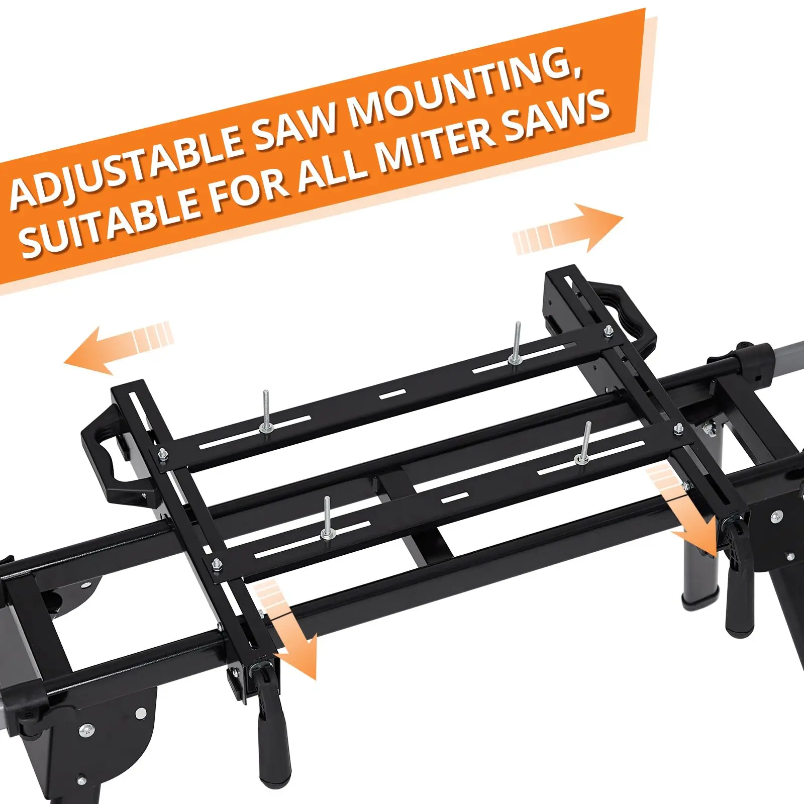 Miter Saw Stand,76-4/5'' Max Sliding Rail,440 LBS Load Capacity,Quick to Install and Remove, with Iron Frame,Compatible&Portable