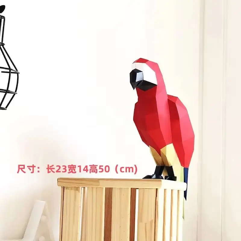 

50cm Parrot Paper Model Home Decor Desk Decoration Papercraft 3D DIY Puzzles Hand Made Creative Educational Toys For Children