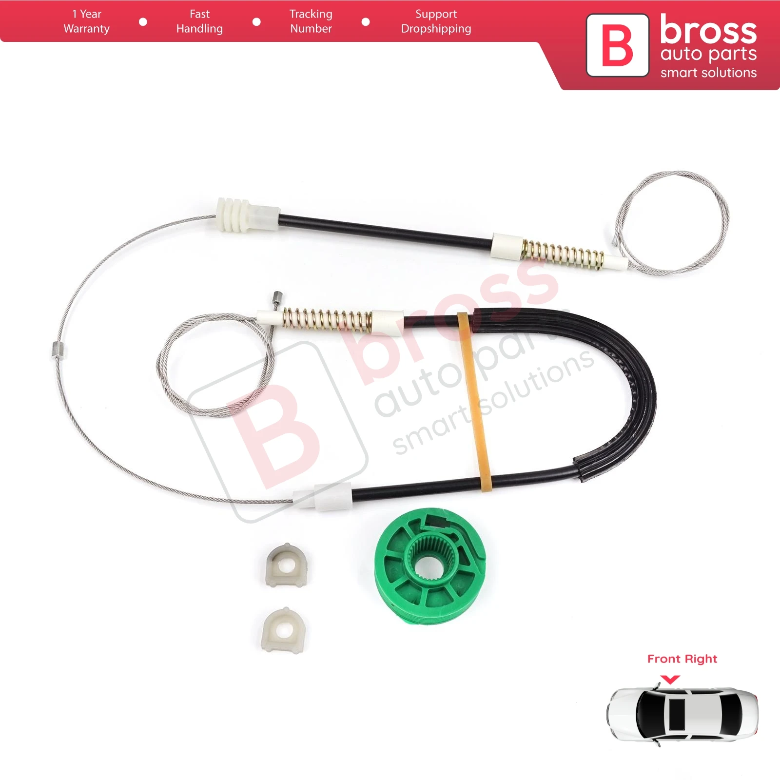 BWR5042 Electric Window Regulator Repair Kit Front Right Door for Audi A6 C4 4A 1994-1998 100 C4 4A 1990-1994 4/5 Door 4A0837462