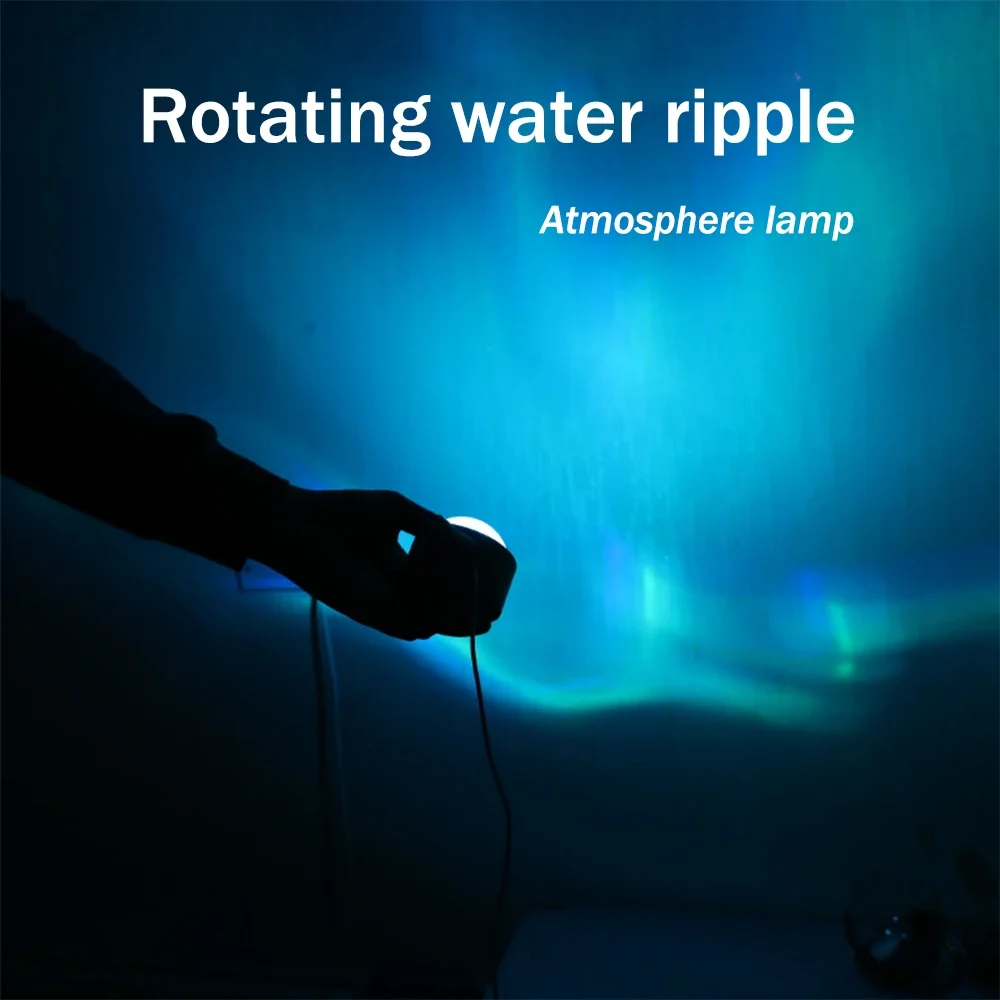 LED Night Light Bedroom Bedside Table Light Romantic Light Rotating Water Ripple Projection Lamp Atmosphere Light for Room Bar