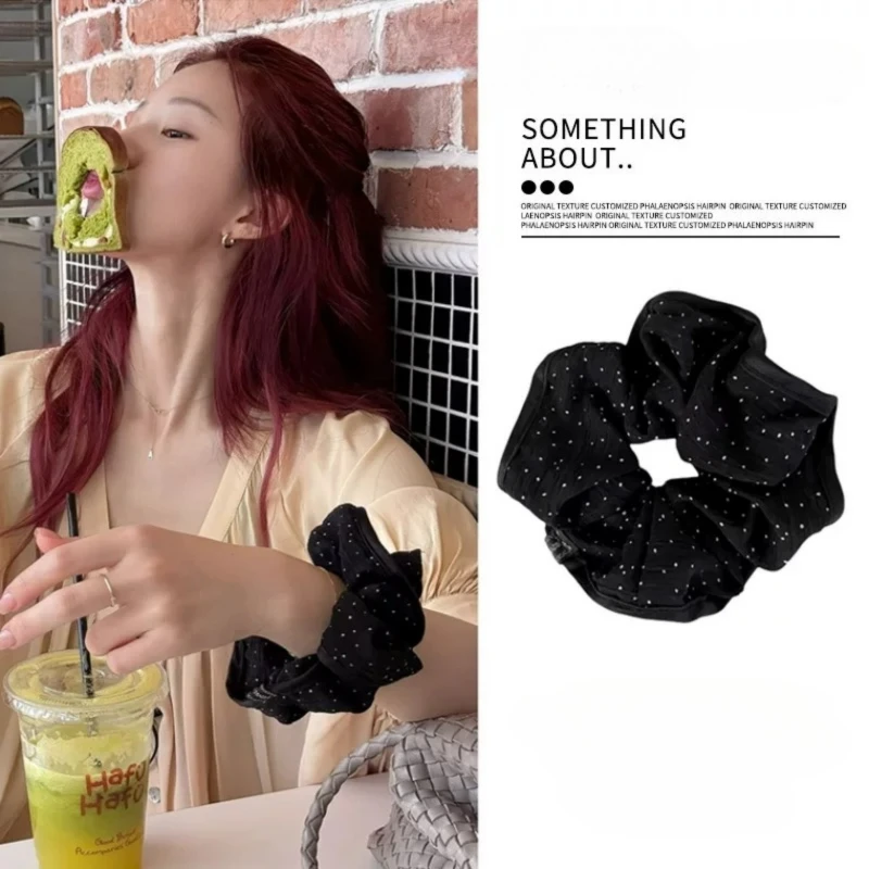 

Polka Dot Satin Scrunchie for Girls Minimalist Elegant Hair Tie for Ponytail Bun Versatile Korean Fashion Elastic Hair Band