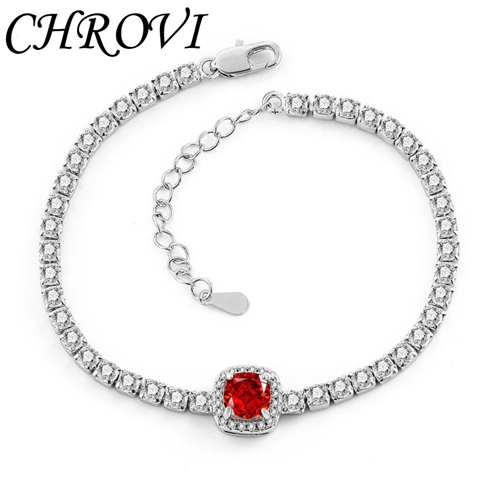 925 Reines Silber Funkelndes Edelstein-Eisblumen-Armband mit Hochkarätigen Diamanten im Prinzessinnen-Quadrat-Design – Detail 11