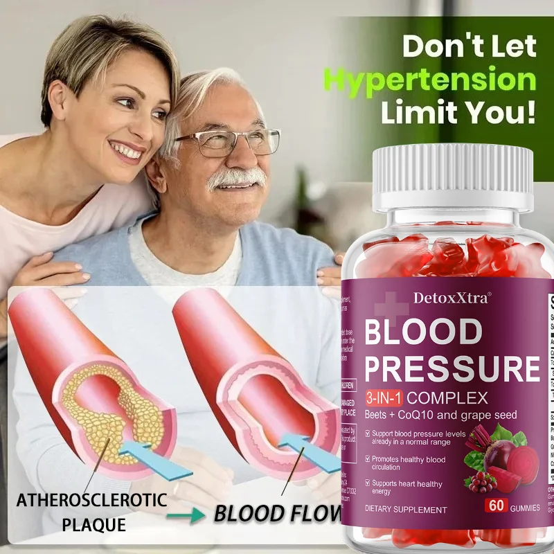 Beetroot Coenzyme Q10 Grape Seed Complex Gummies, Support Blood Pressure & Circulation, Heart Wellness & Antioxidant Protection