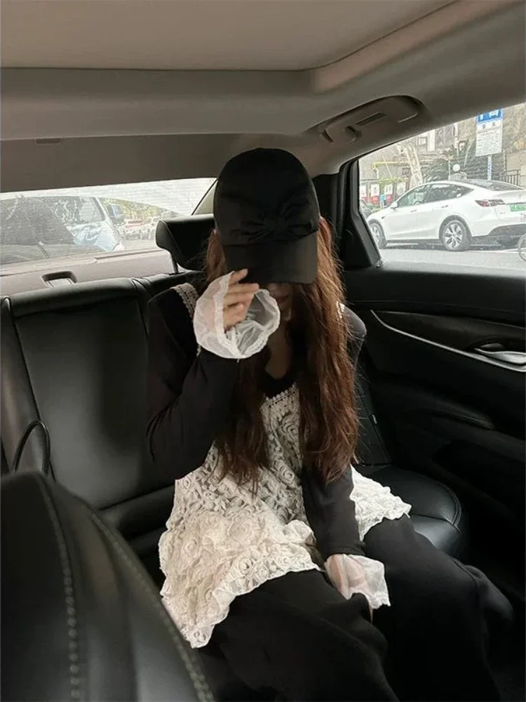 Grunge Süße Stickerei Blume Aushöhlen s Frauen Frühling Harajuku Rüschen Tops Kawaii Fee Camisoles Y2k Ästhetik