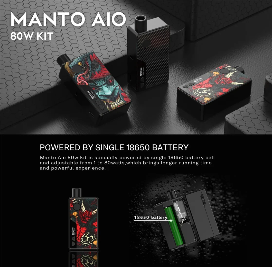 Original Rincoe Manto AIO 80W Vape Starter Kit 3ml Manto AIO Cartridge 0.15-0.3ohm MTL DTL TypeC Charge Box Mod External Battery