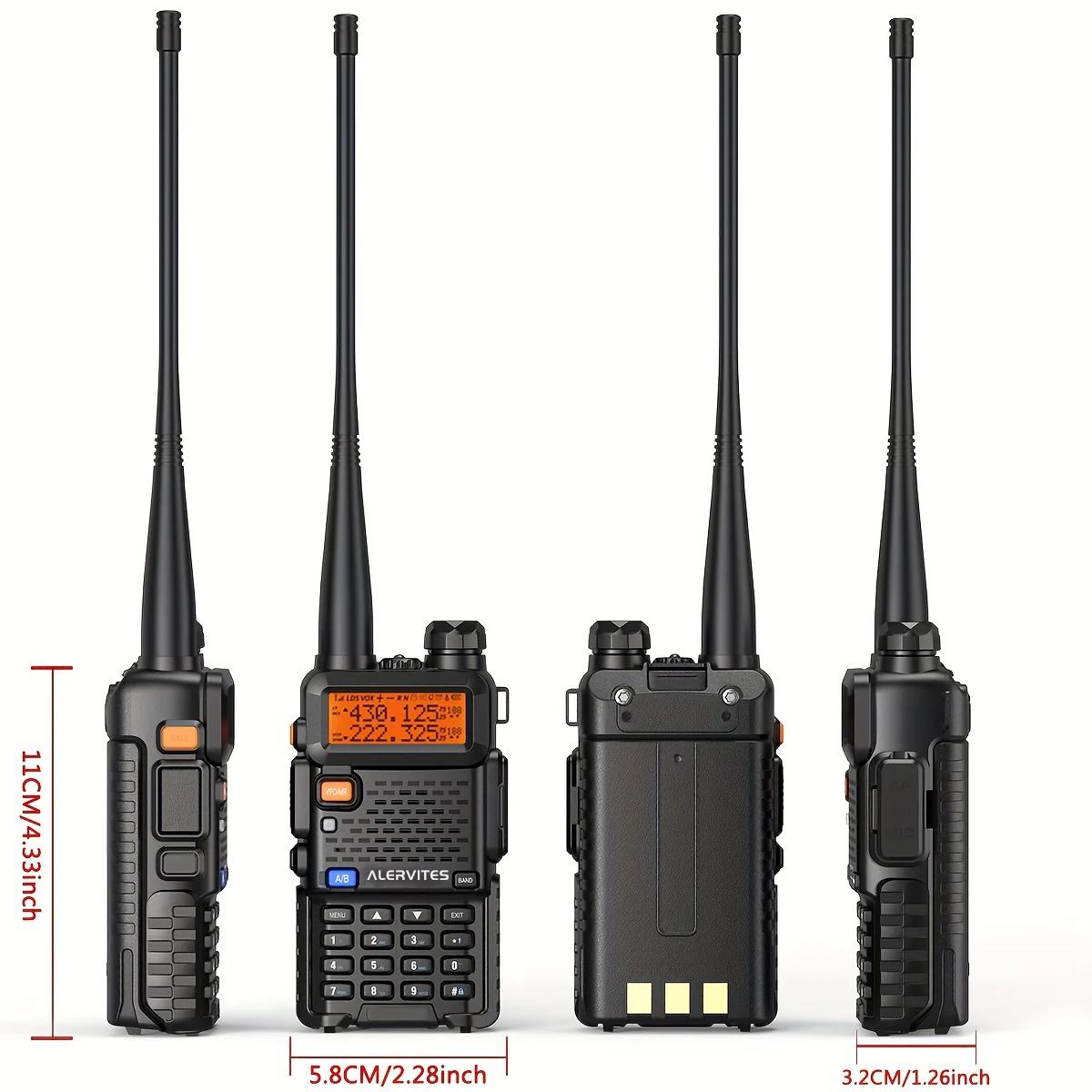 Alervites Air Band AT-5RX 3-5km Tri Band Two Way Radio AM 108-136MHz Updated 5RX Handheld Walkie Talkie