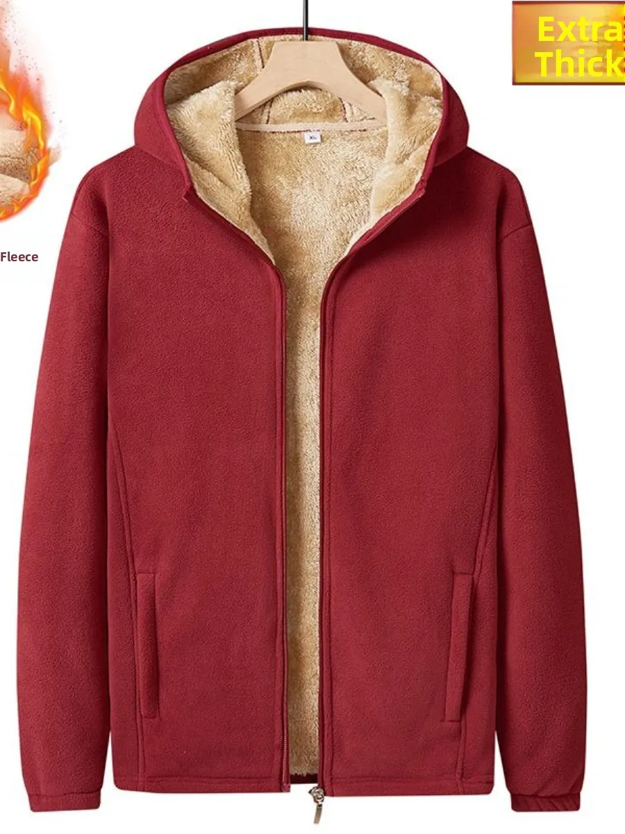 

Men's Fce Jaet Hooded Thi Outdoor Autumn Winter Coat Double-Sided Velvet Cardigan Sle Stand Fit Casual Wear