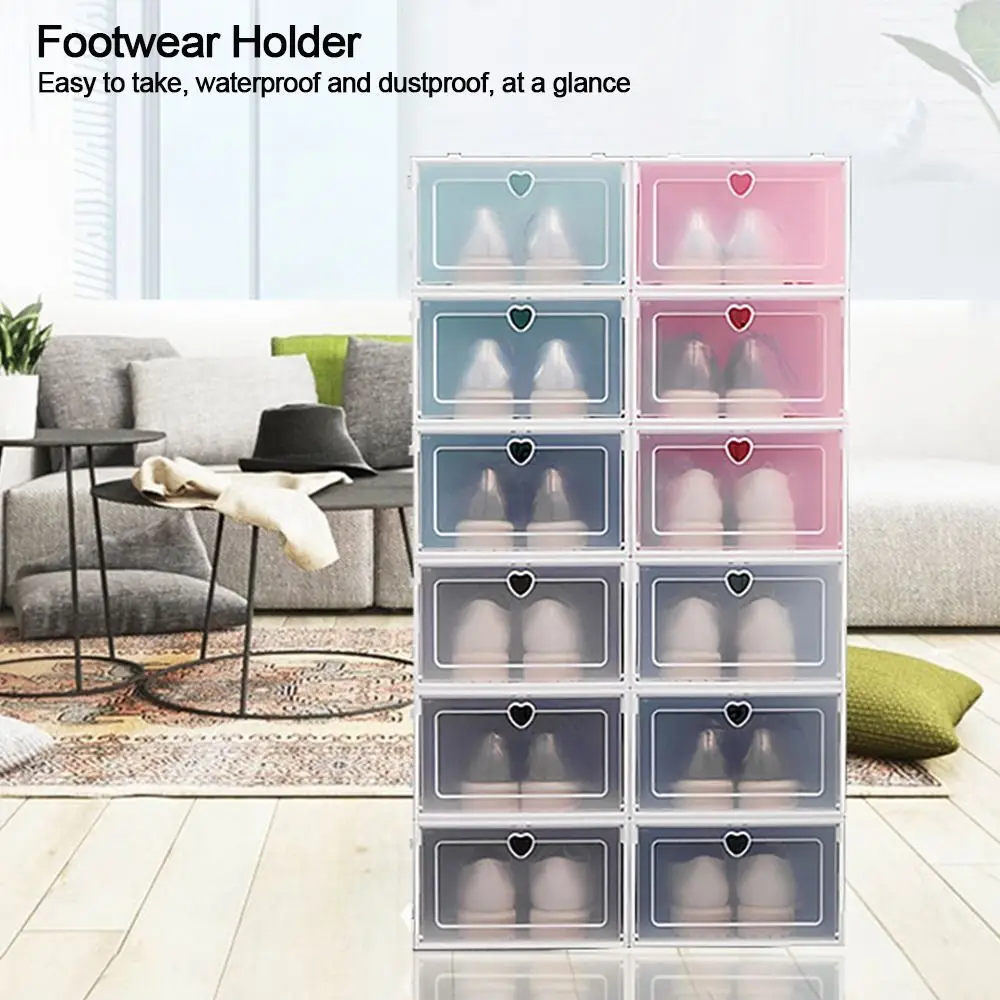 Plastic Foldable Protection Rack Footwear Holder Clear Shoes Storage Box Shoe Organizer Shoe Cabinet