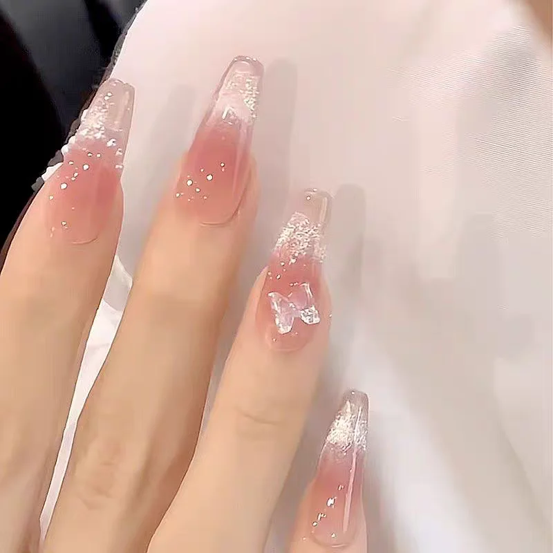 

10 PCS Phototherapy Handmade Blush Butterfly Eye Blush Butterfly Fake Nails