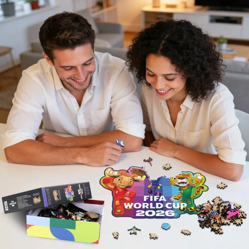 

World Cup Mascots Wooden Puzzle for Adults Jump for Joy Design Relax Brain Teaser Jigsaw Party Game Ideal Gift for Family Friend