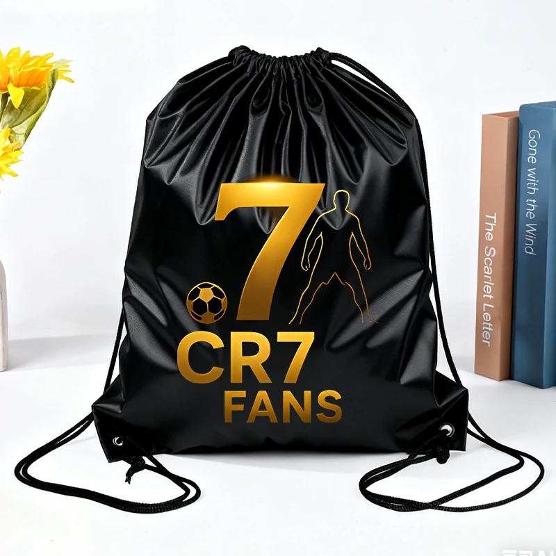 Bolsas com Cordão CR7, Pacote de Bolsas Portáteis com Personagens do Ronaldo, Bolsas de Armazenamento para Roupas e Calçados, Bolsas de Ombro para Meninos e Meninas, Presente Novo