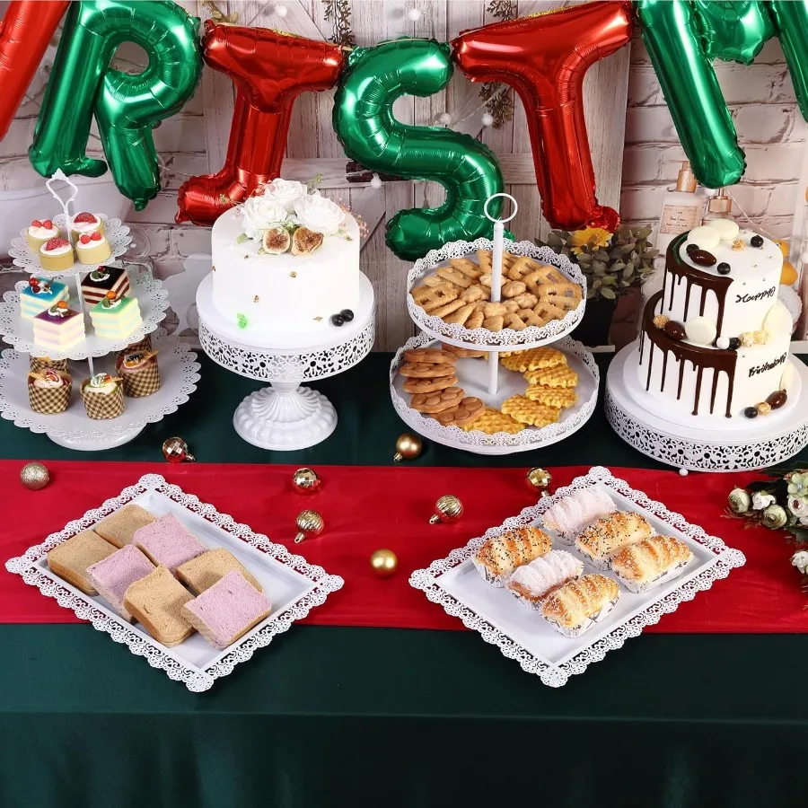 كعكة بيضاء تقف مجموعة المعادن الحلوى عرض الجدول كعكة الركيزة المتدرج حامل الكب كيك دونات لوحة تخدم صينية تزيين لنا #4