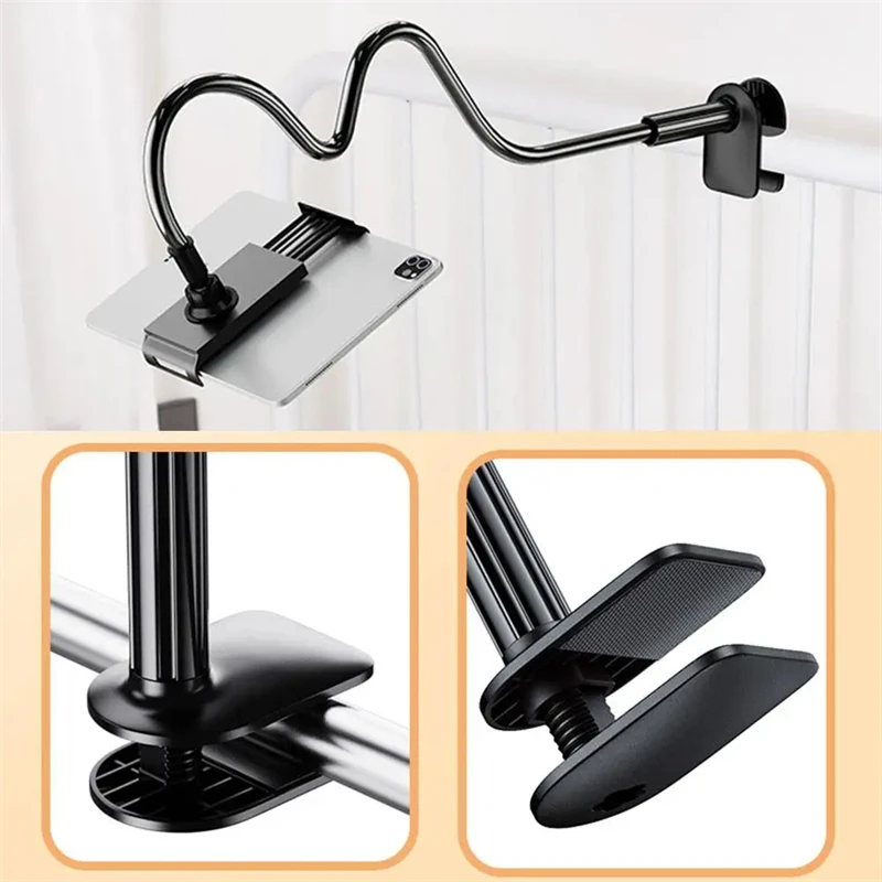 Schwanenhals-Tablet-Ständer für Bett, drehbarer Telefonhalter für 4–12,9 Zoll, Lazy Flexible Long Arm Universal-Halterung für iPad Samsung