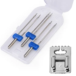 3 Size Twin Stretch Machine Needle with 9/7/6 Groove Pintuck Presser Foot for Sewing Machine Domestic Sewing Machine Accessories