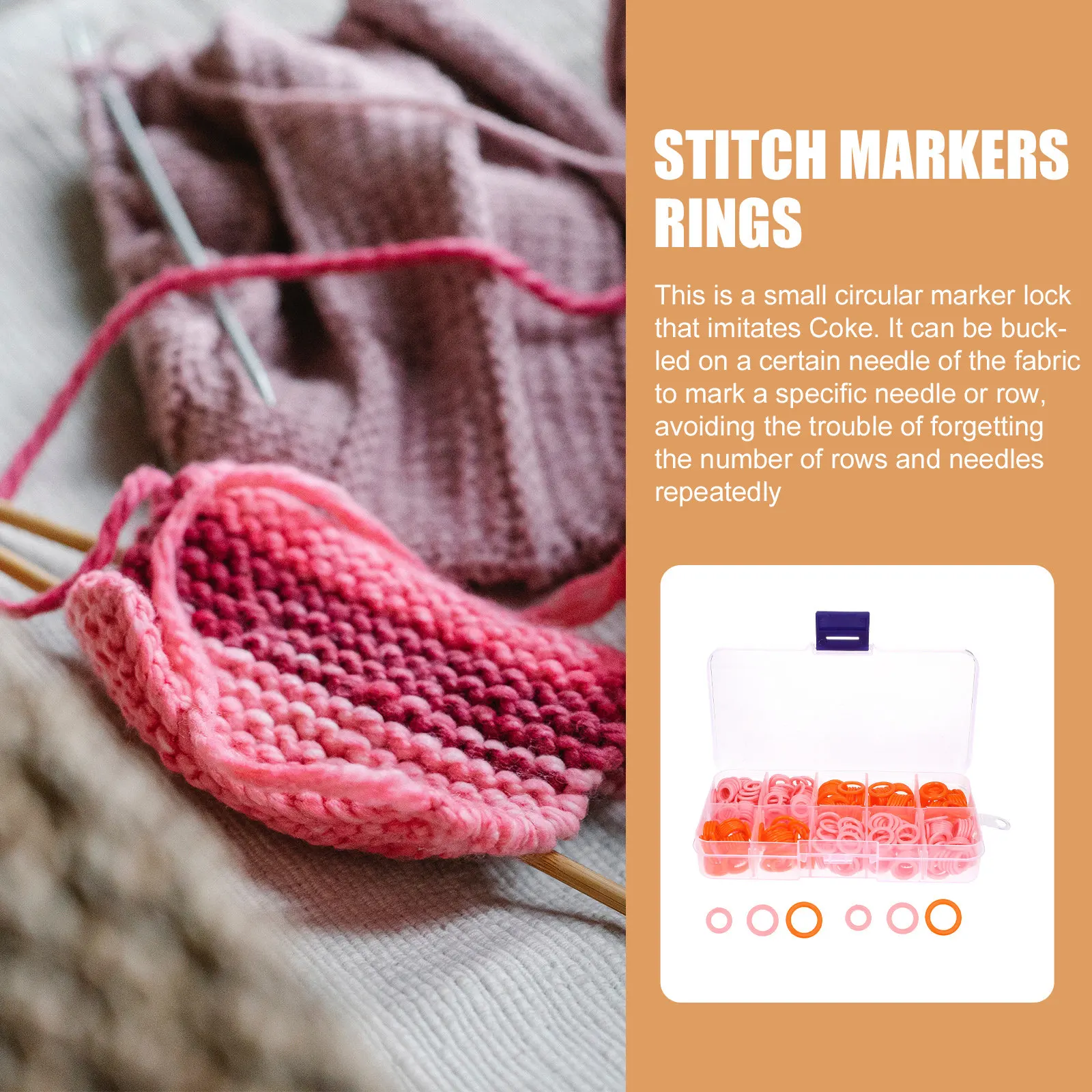 450Pcs Assorted Color Knitting Stitch Markers ABS Soft Touch Rings for Crocheting Weaving Embroidery Craft DIY Sewing Tools