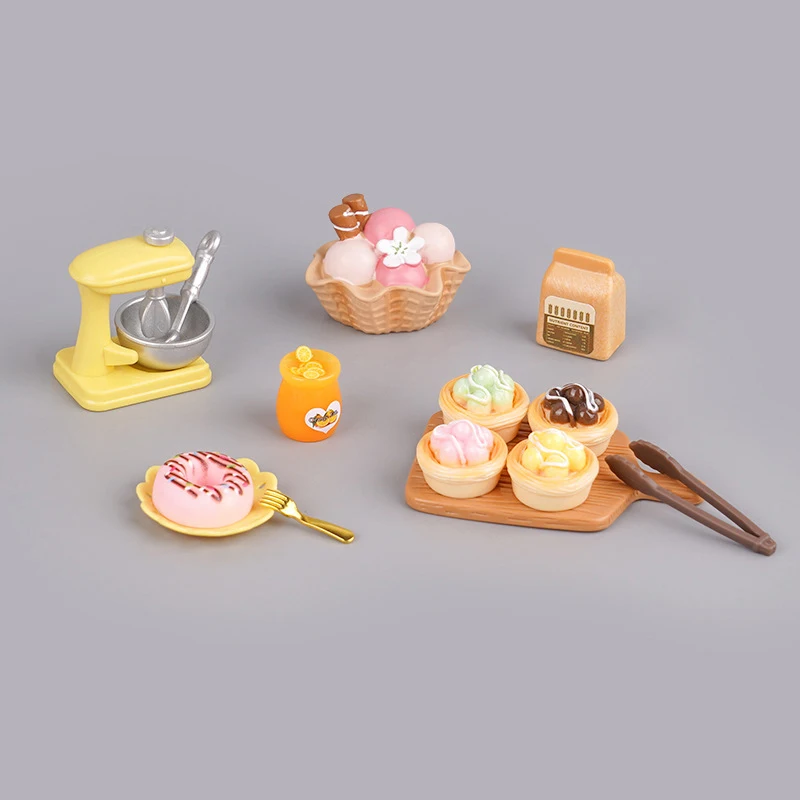 1:12 Dollhouse Dessert Tableware Baking Kit Dollhouse Simulation Miniature Kitchen Dessert Shop Food Decoration Pretend Play Toy