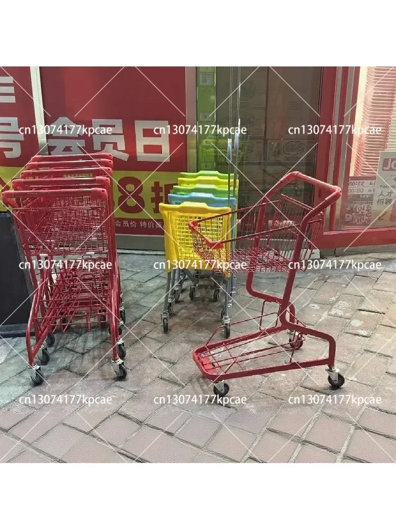 Durable Double Shopping Cart Doll Clip Machine Pet Snack Shop Yellow Orange Colored Metal Internet Celebrity Pink Car for Kids