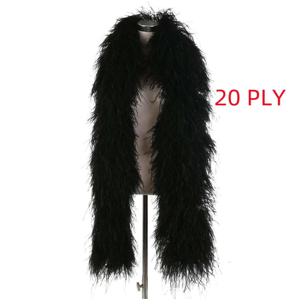 Super-Thick Ostrich Feather Boa White Black 20ply Ostrich Plume Shawl Scarf Customized for Bride Dresses Accessories