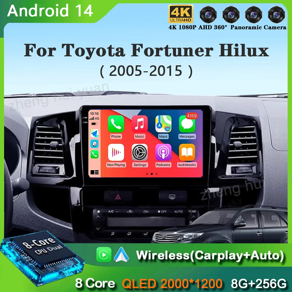 

Автомагнитола 2K на Android 14 для Toyota Fortuner Hilux MT 2005 2006-2007 2015 с радио, мультимедийным видеоплеером, GPS-навигацией, DSP, Carplay