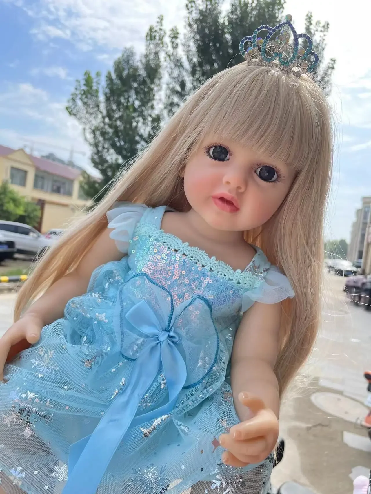 55CM Reborn Baby Doll Betty Full Body Silicone Waterproof Toddler Princess Girl Doll Lifelike Bebe Reborn Doll with Long Hair