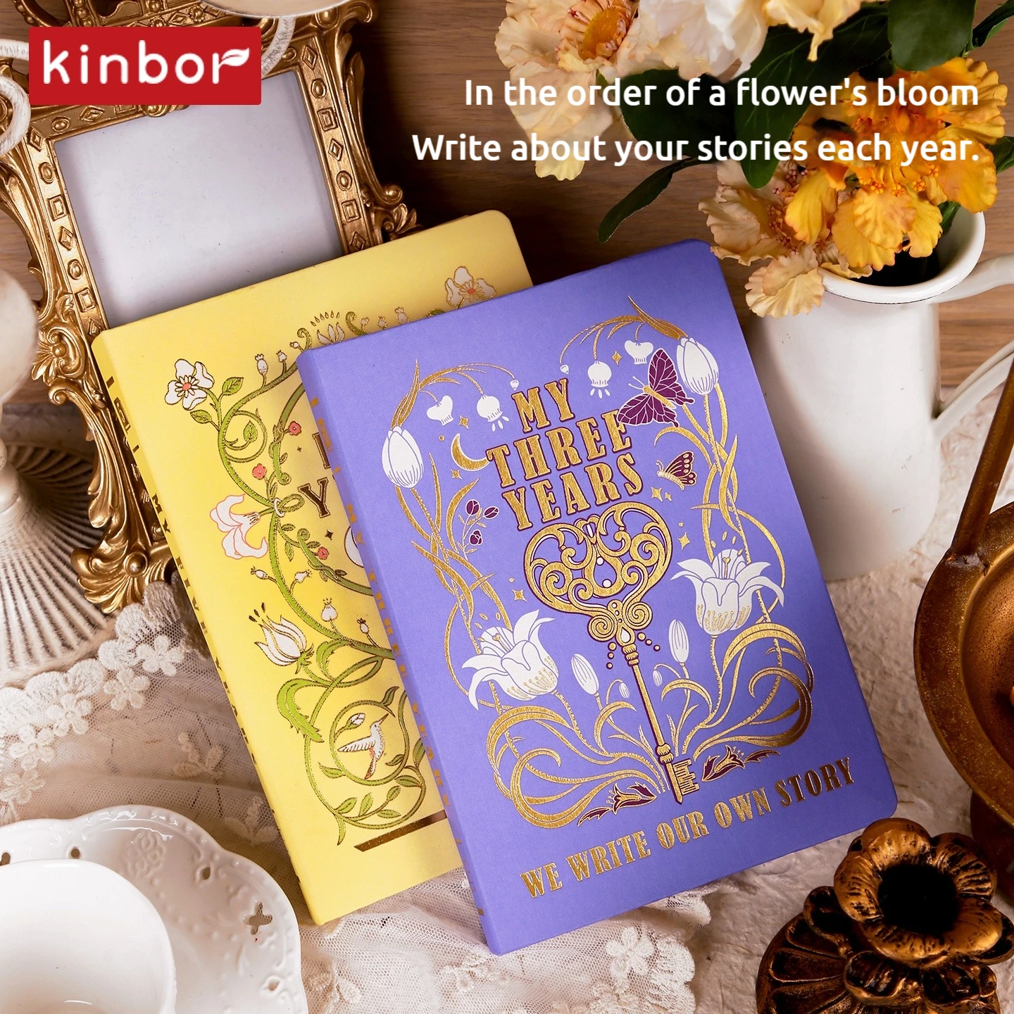 Kinbor مجموعة الخطة خمس سنوات 64 جرام دفتر التوضيح A5 كتيب المستمر الذاتي ملء مذكرات كفاءة إدارة الوقت