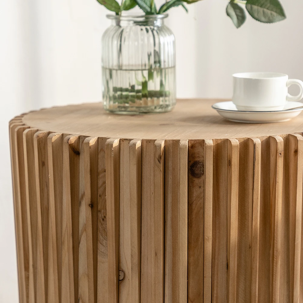 20.47" MDF Retro Farmhouse Cylindrical Coffee Table High Load Capacity For Living Room Office Dining Room