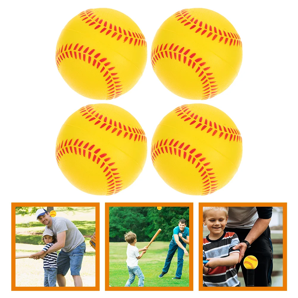 4 Pcs Hitting Practice Baseballs Sponge Kids Pu Sports for Playing Foam Training