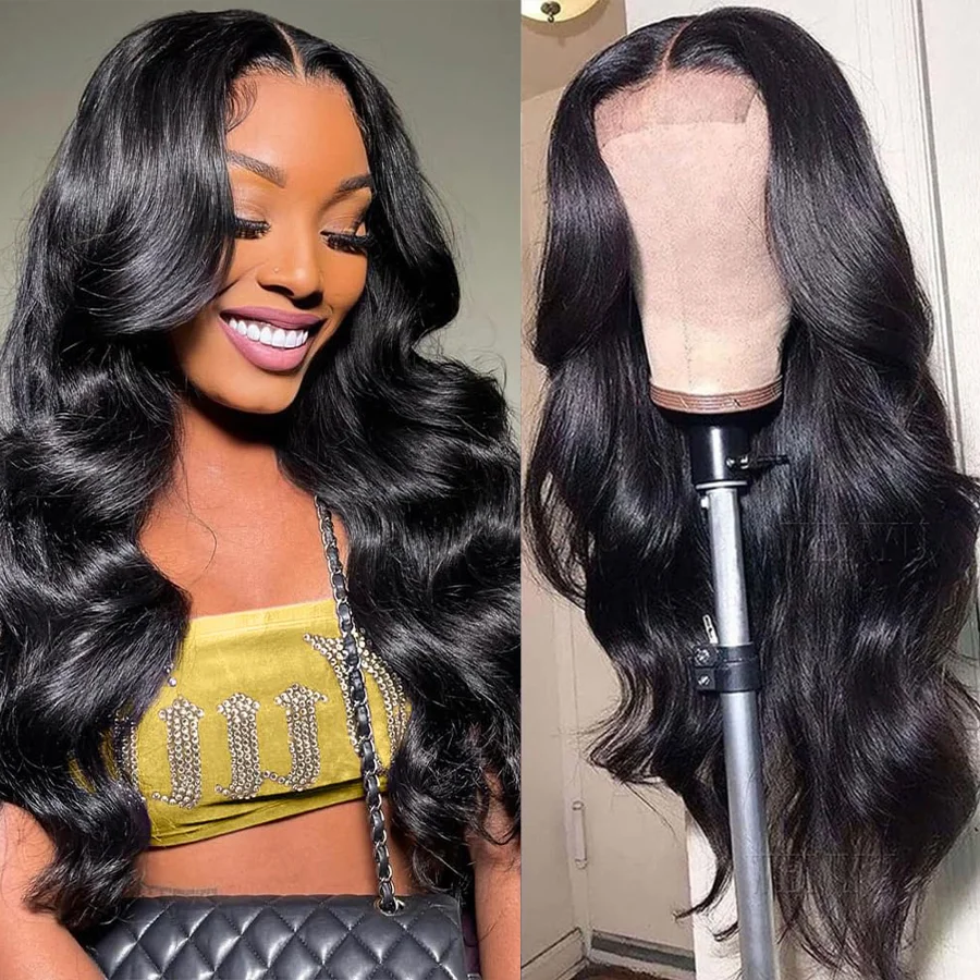 

Натуральный черный парик с волнистыми волосами, 40 дюймов, 13x6 HD прозрачный кружевной фронтальный топ, 200% плотность, из настоящих бразильских человеческих волос для женщин