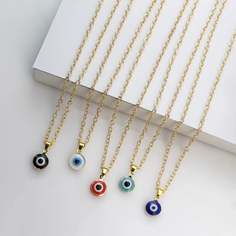 قلادة عين الشر للنساء مصنوعة من خليط معدني سلسلة قلادة من الحجر الرئيسي الأزرق هدية مجوهرات عين تركية عتيقة