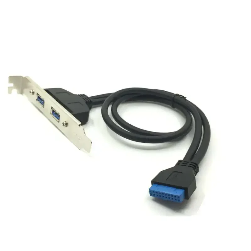 USB 3.0 마더보드 19/20 핀 헤더-2 포트 USB 3.0 Tyep A 데스크탑 PCI-e 프로파일용 암 케이블(후면 PCI 브래킷 패널 포함)