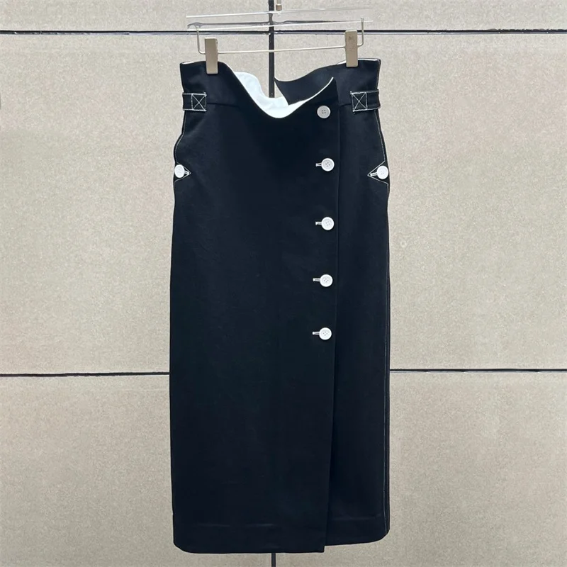 women's skirt New high waisted slim straight tube skirt for autumn 2026 Asymmetric women's half skirt Cotton blend long skirt