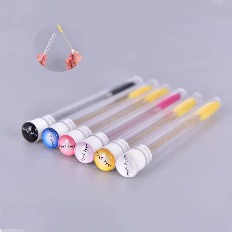 1pcs Eyelash Brush With A Cap Colorful Applicator Makeup Tool Eyelash Brush Tube Mascara Wands With Lashes On Caps Lash Wand