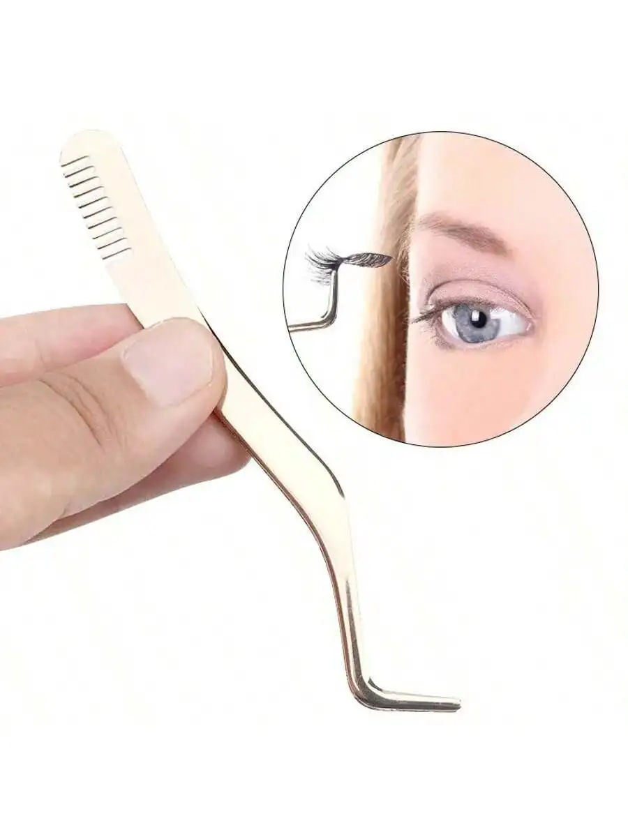 1pc 스테인레스 스틸 새로운 빗 속눈썹 보조기 속눈썹 연장용 핀셋 속눈썹 착용 뷰티 도구