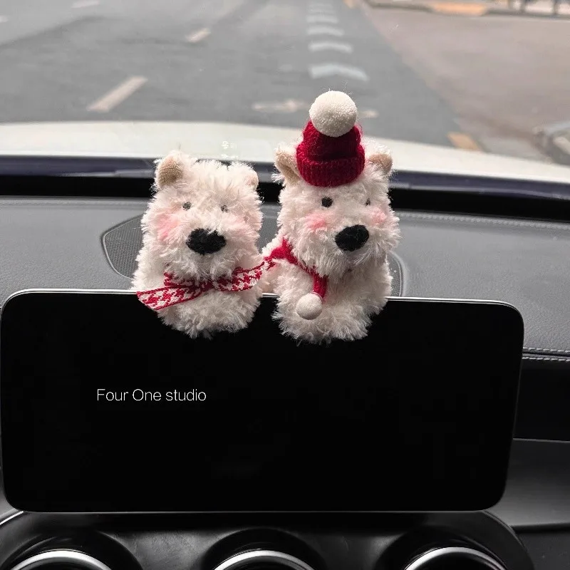 

1/5PCS West Highland White Terrier Plush Animal Car Decor Hanging Ornament Christmas Decor Gift