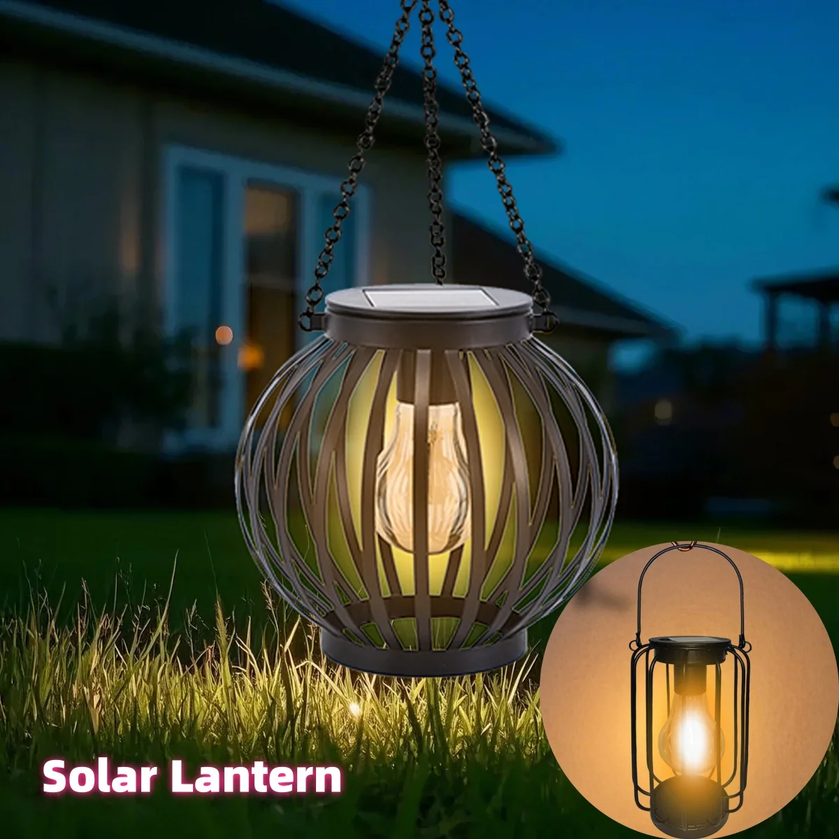 1 PC Solar Powered Decorative Lantern Automatic Day Charging Outdoor Night Light Portable Handheld Garden Lighting