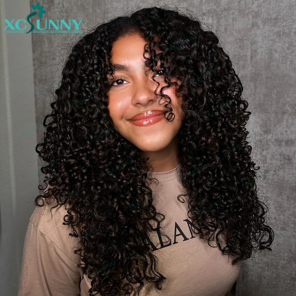 kinky Curly Wigs Human Hair 13x6 Lace Frontal Wig Brazilian Hair Transparent Lace Front Pre Plucked Human Hair Wig Xcsunny