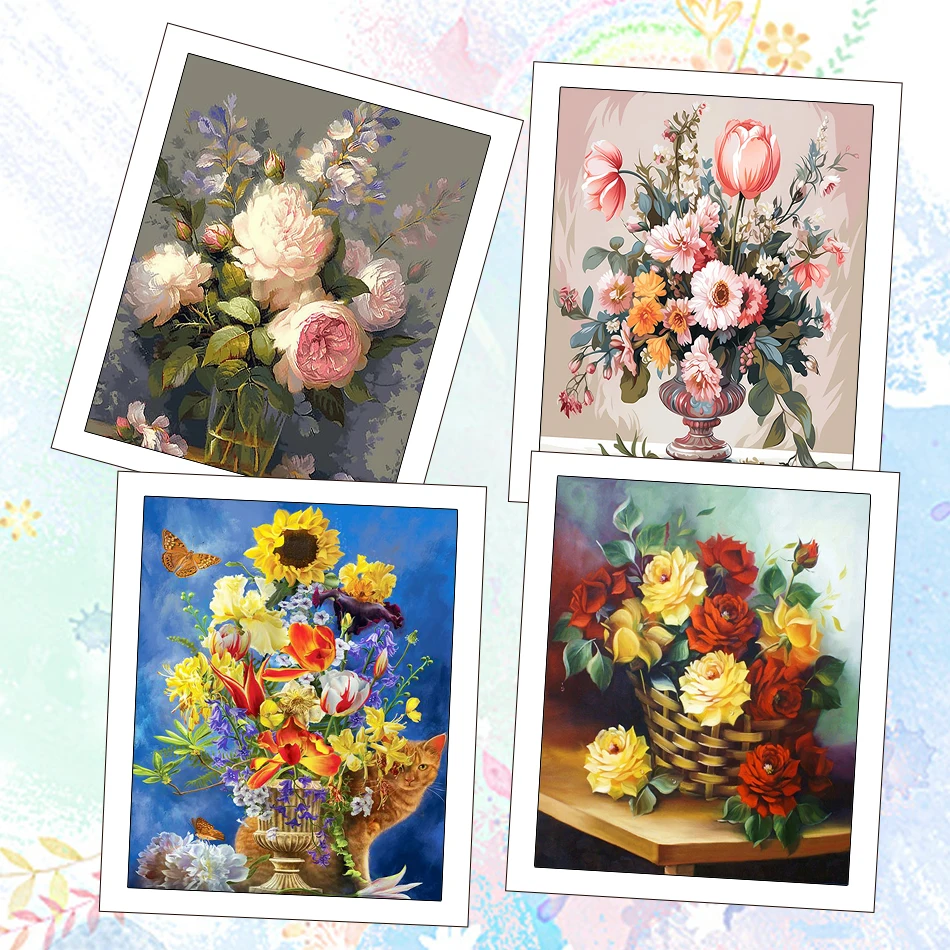 

RUOPOTY 40X50cm Canvas Painting By Numbers Flowers Oil Art Paint Pictures By Numbers Markers By Numbers Drawing Handmade Acrylic