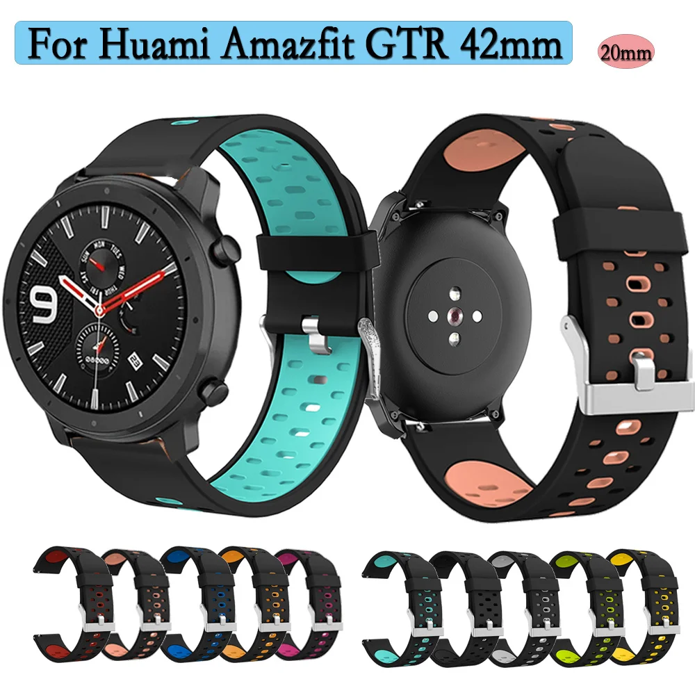 Pasek silikonowy 20 mm do zegarka Huami Amazfit BIP ze srebrną klamrą do Huami Amazfit Active