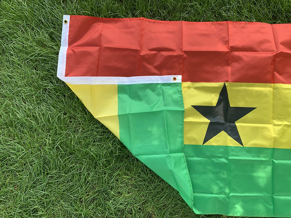 Bandera de cielo bandera de Ghana 150x90cm poliéster de alta calidad colgante banderas nacionales de Ghana bandera de Ghana impresa de doble cara