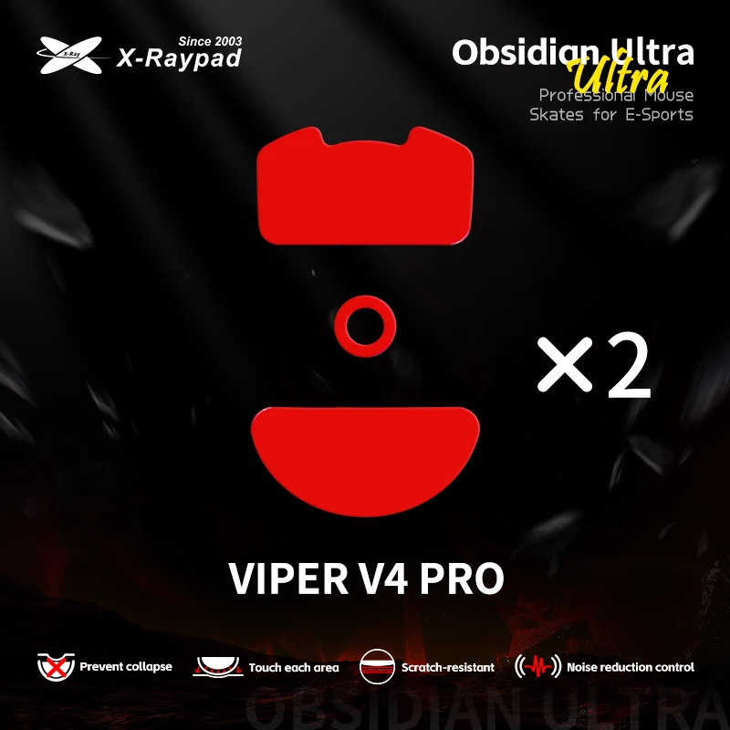Patas de Ratón Obsidian Ultra Viper V4 PRO X-Raypad, Patines de Ratón Obsidian Ultra Viper V4 PRO Masterful para eSports, Deslizamiento de Ratón para Juegos