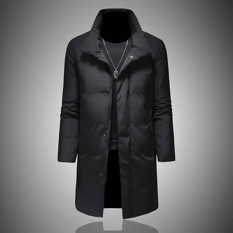 2025 Winter Clothes Duck Down Jacket Men Clothes Down Streetwear Thickened Warm Long Jacket Mens Black Outerwear Kurtka Zimowa