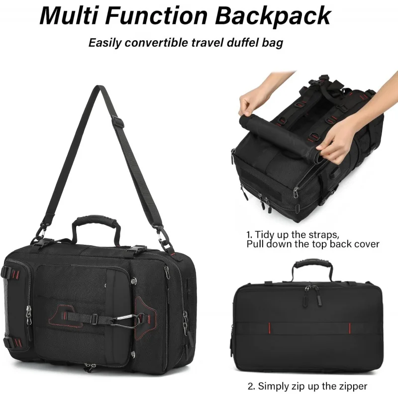 Men's travel backpack 50L large portable backpack, durable and convertible luggage bag with shoe compartment,