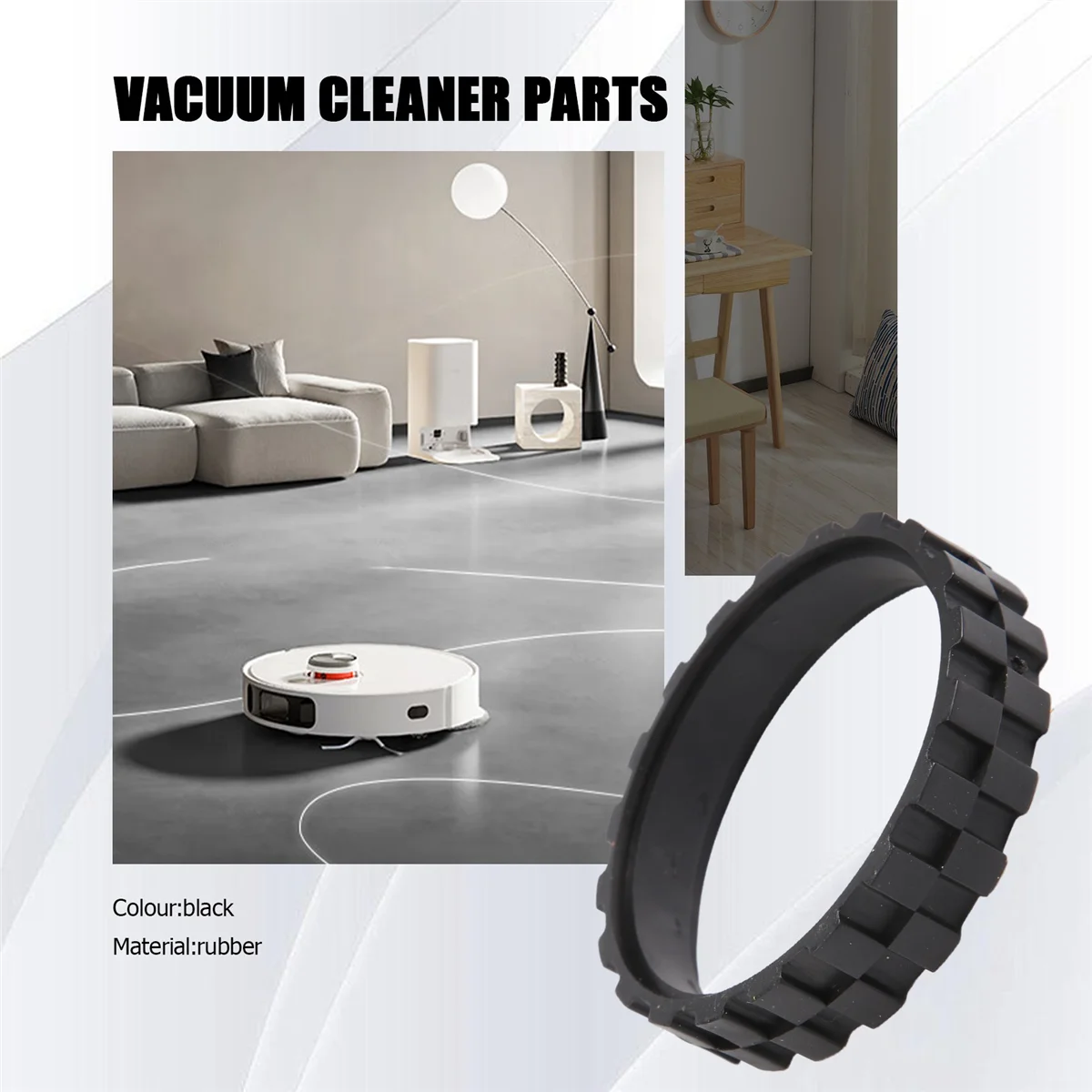 Pneus de rodas para Xiaomi Robot Aspirador, Roborock S50, S55, S5 MAX, rodas antiderrapantes, acessório de substituição MIJIA, 1St 1S