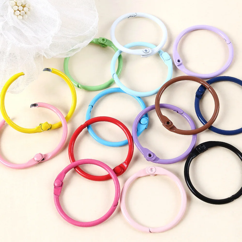 

1pc Colorful Painted Metal Binder Rings Open Loose Leaf Rings for Photo Album Stationery Binding DIY Supplies