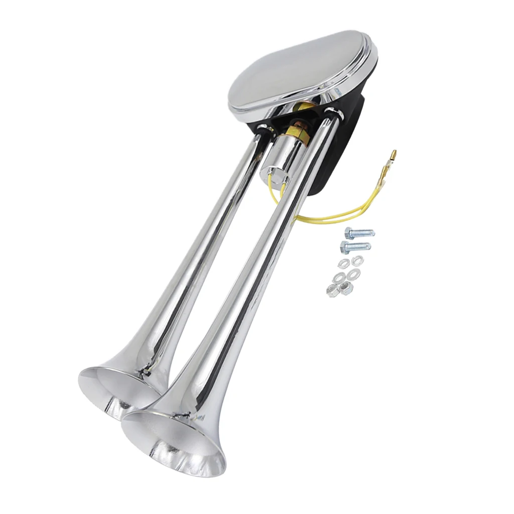 

12 В/245 дБ серебристый двойной воздушный звуковой сигнал, набор громкоговорителей для поезда, автомобиля, грузовика