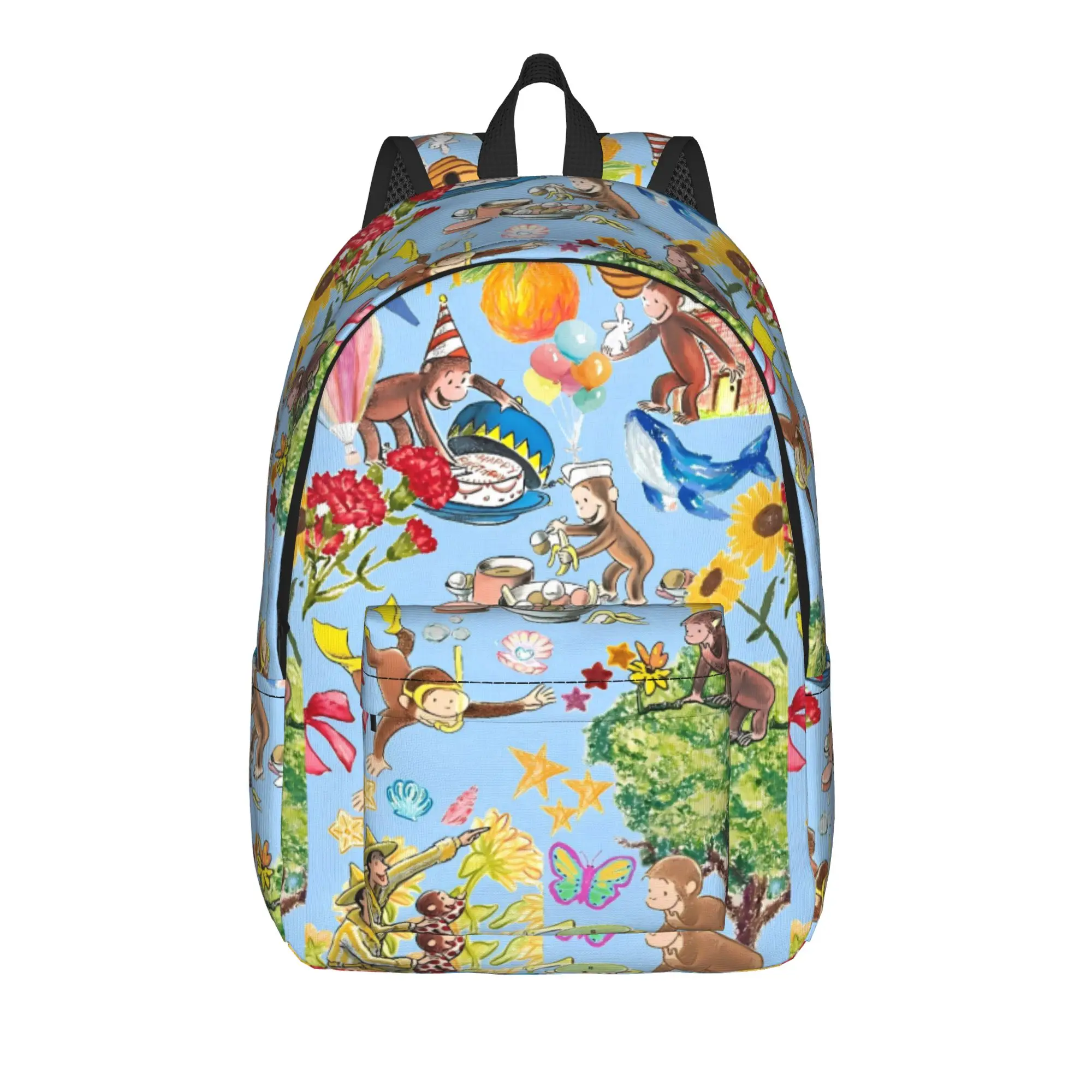 C-Curious George Backpack  Travel Backpacks Female Aesthetic School Bags Custom Breathable Rucksack