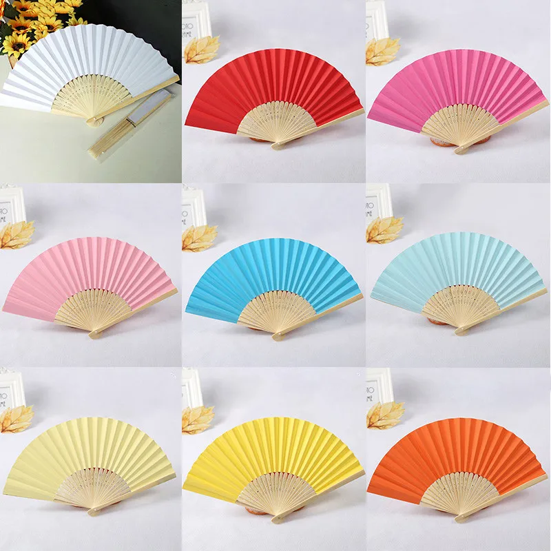 Hand Held Fan Blank White DIY Paper Bamboo Folding Fans for Practice Calligraphy Painting Fans For Wedding Party Decor Wed Gifts